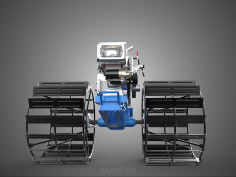 트랙터 뒤를 따라가세요 더블 트레드 길고 넓은 트랙 케이지 휠 타이어 3D 모델