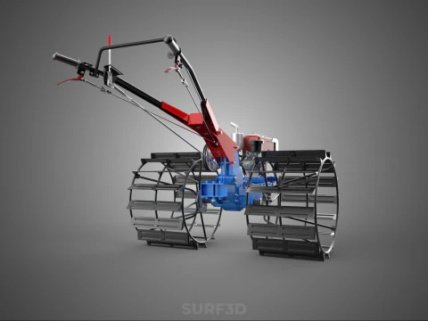 ПРОХОДЯЩИЙ ЗА ТРАКТОРОМ ДВОЙНОЙ ПРОЦЕНТ, ДЛИННАЯ ШИРОКАЯ ГУСЕНИЦА, КОЛЕСО С КЛЕТКОЙ 3D Модель