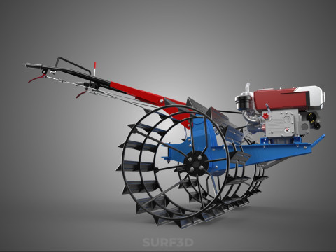 트랙터 뒤를 따라가세요 더블 트레드 길고 넓은 트랙 케이지 휠 타이어 3D 모델