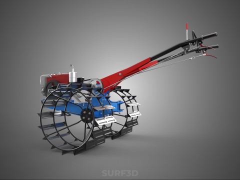 트랙터 뒤를 따라가세요 더블 트레드 길고 넓은 트랙 케이지 휠 타이어 3D 모델