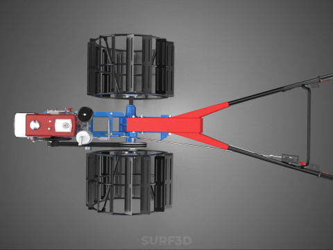트랙터 뒤를 따라가세요 더블 트레드 길고 넓은 트랙 케이지 휠 타이어 3D 모델