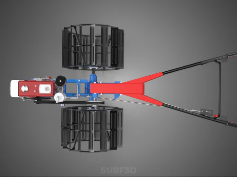 ПРОХОДЯЩИЙ ЗА ТРАКТОРОМ ДВОЙНОЙ ПРОЦЕНТ, ДЛИННАЯ ШИРОКАЯ ГУСЕНИЦА, КОЛЕСО С КЛЕТКОЙ 3D Модель