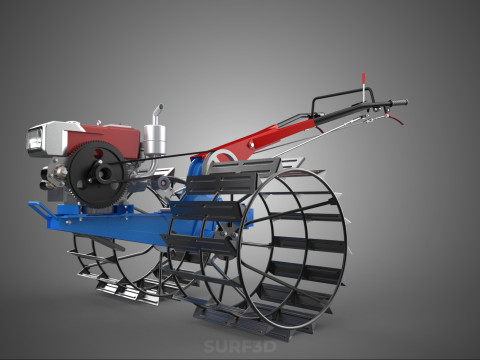 트랙터 뒤를 따라가세요 더블 트레드 길고 넓은 트랙 케이지 휠 타이어 3D 모델