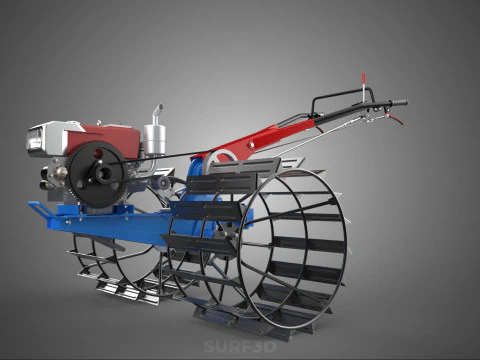 ПРОХОДЯЩИЙ ЗА ТРАКТОРОМ ДВОЙНОЙ ПРОЦЕНТ, ДЛИННАЯ ШИРОКАЯ ГУСЕНИЦА, КОЛЕСО С КЛЕТКОЙ 3D Модель