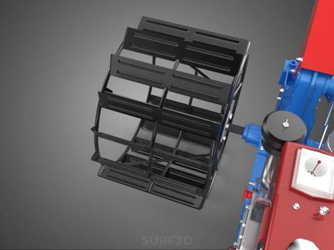ПРОХОДЯЩИЙ ЗА ТРАКТОРОМ ДВОЙНОЙ ПРОЦЕНТ, ДЛИННАЯ ШИРОКАЯ ГУСЕНИЦА, КОЛЕСО С КЛЕТКОЙ 3D Модель