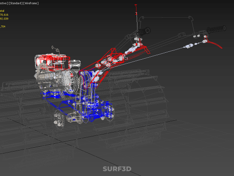 트랙터 뒤를 따라가세요 더블 트레드 길고 넓은 트랙 케이지 휠 타이어 3D 모델