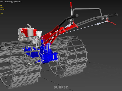 ПРОХОДЯЩИЙ ЗА ТРАКТОРОМ ДВОЙНОЙ ПРОЦЕНТ, ДЛИННАЯ ШИРОКАЯ ГУСЕНИЦА, КОЛЕСО С КЛЕТКОЙ 3D Модель