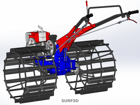 트랙터 뒤를 따라가세요 더블 트레드 길고 넓은 트랙 케이지 휠 타이어 3D 모델