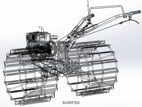 트랙터 뒤를 따라가세요 더블 트레드 길고 넓은 트랙 케이지 휠 타이어 3D 모델