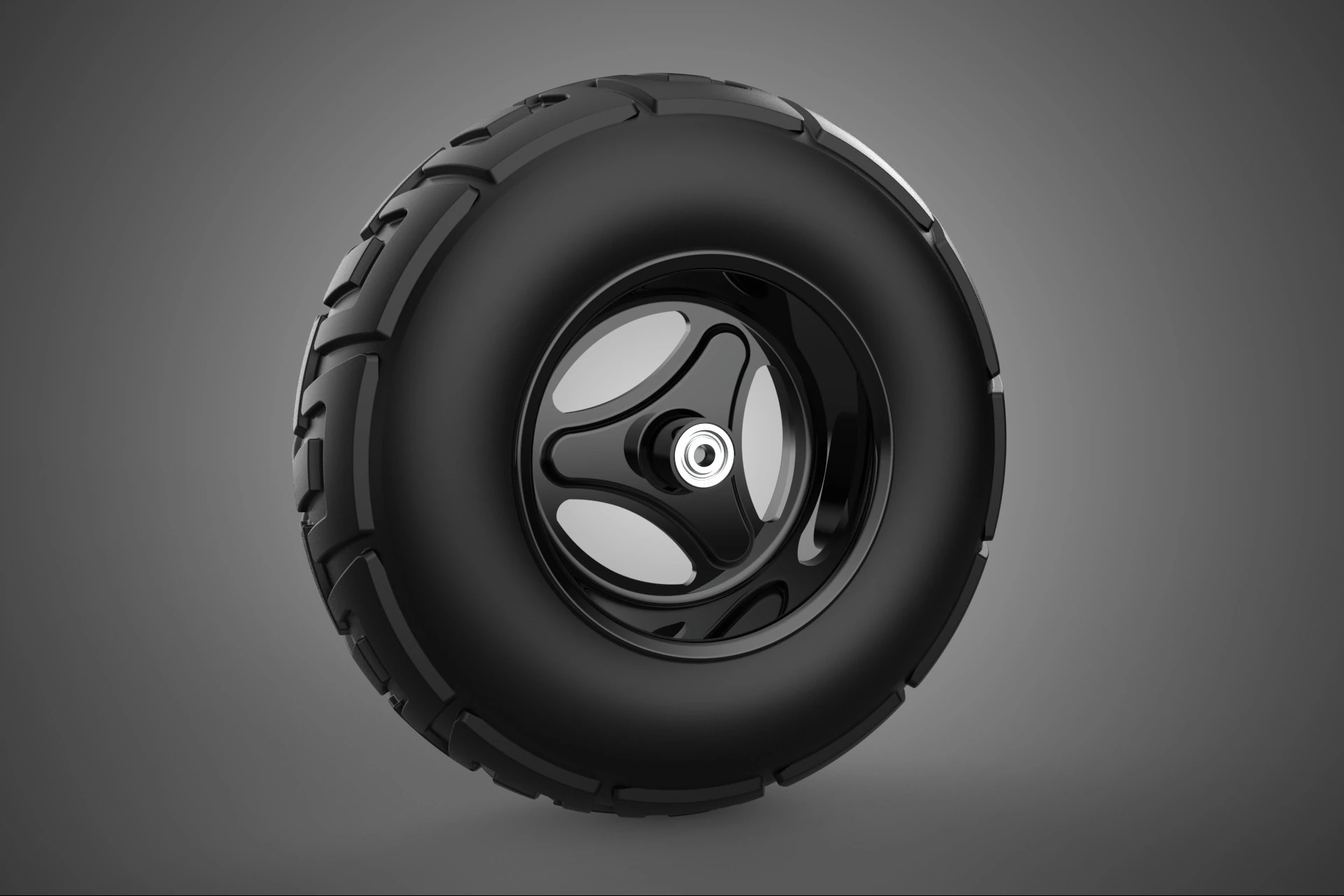 TRIPLE 3 SPOKE RIM REPLACEMENT PNEUMATIC WHEEL BARROW TIRE TREAD 3D Model .c4d .max .obj .3ds .fbx .stl .blend 