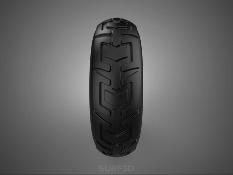 TRIPLE 3 SPOKE RIM REPLACEMENT PNEUMATIC WHEEL BARROW TIRE TREAD 3D Model