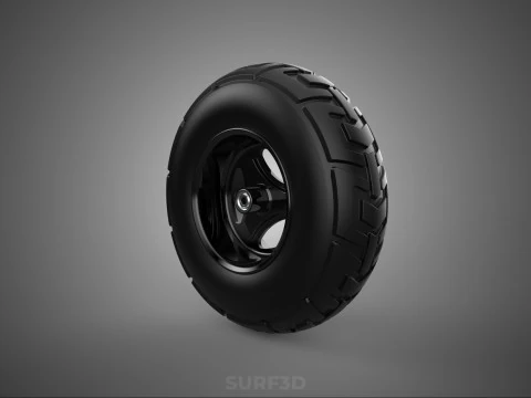 TRIPLE 3 SPOKE RIM REPLACEMENT PNEUMATIC WHEEL BARROW TIRE TREAD 3D Model