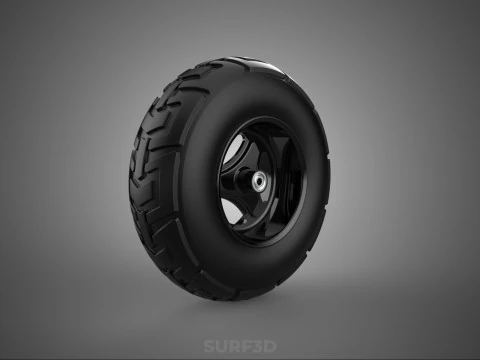 TRIPLE 3 SPOKE RIM REPLACEMENT PNEUMATIC WHEEL BARROW TIRE TREAD 3D Model