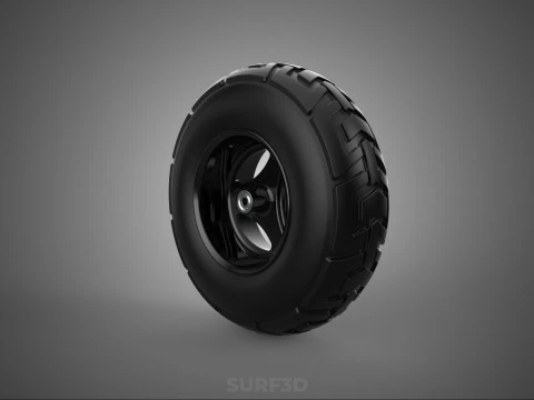 TRIPLE 3 SPOKE RIM REPLACEMENT PNEUMATIC WHEEL BARROW TIRE TREAD 3D Model