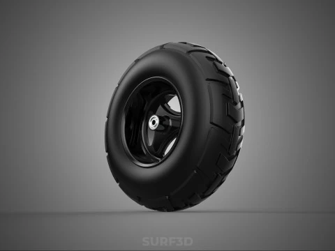 TRIPLE 3 SPOKE RIM REPLACEMENT PNEUMATIC WHEEL BARROW TIRE TREAD 3D Model