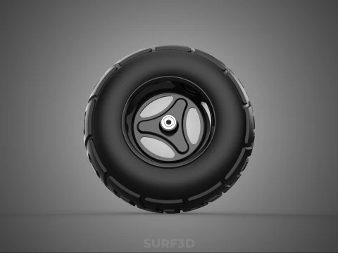 TRIPLE 3 SPOKE RIM REPLACEMENT PNEUMATIC WHEEL BARROW TIRE TREAD 3D Model