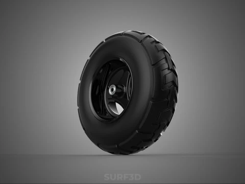 TRIPLE 3 SPOKE RIM REPLACEMENT PNEUMATIC WHEEL BARROW TIRE TREAD 3D Model