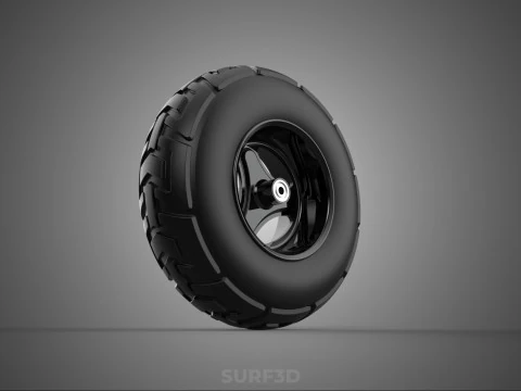 TRIPLE 3 SPOKE RIM REPLACEMENT PNEUMATIC WHEEL BARROW TIRE TREAD 3D Model