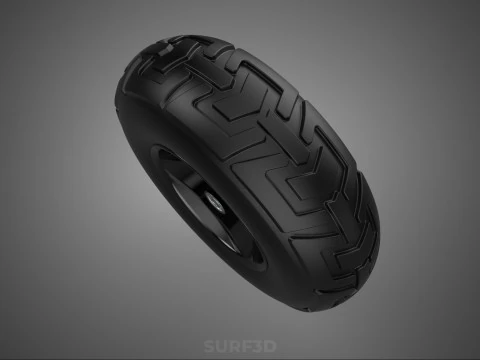 TRIPLE 3 SPOKE RIM REPLACEMENT PNEUMATIC WHEEL BARROW TIRE TREAD 3D Model