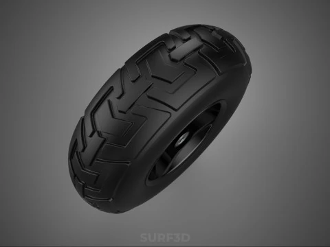 TRIPLE 3 SPOKE RIM REPLACEMENT PNEUMATIC WHEEL BARROW TIRE TREAD 3D Model