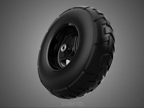 TRIPLE 3 SPOKE RIM REPLACEMENT PNEUMATIC WHEEL BARROW TIRE TREAD 3D Model