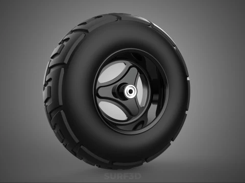 TRIPLE 3 SPOKE RIM REPLACEMENT PNEUMATIC WHEEL BARROW TIRE TREAD 3D Model
