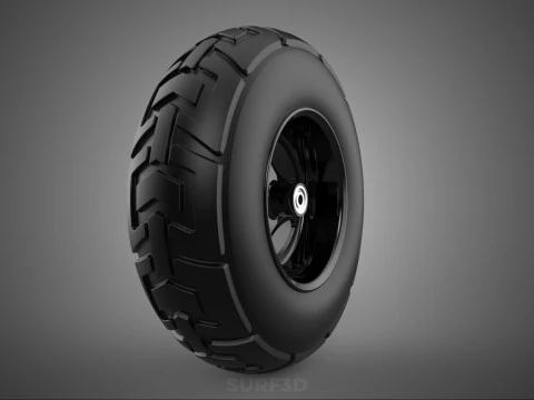 TRIPLE 3 SPOKE RIM REPLACEMENT PNEUMATIC WHEEL BARROW TIRE TREAD 3D Model