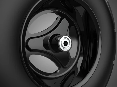 TRIPLE 3 SPOKE RIM REPLACEMENT PNEUMATIC WHEEL BARROW TIRE TREAD 3D Model