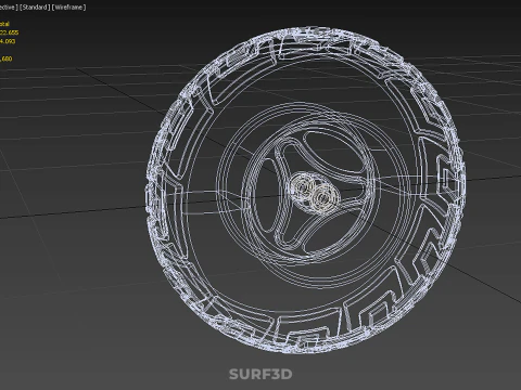 TRIPLE 3 SPOKE RIM REPLACEMENT PNEUMATIC WHEEL BARROW TIRE TREAD 3D Model