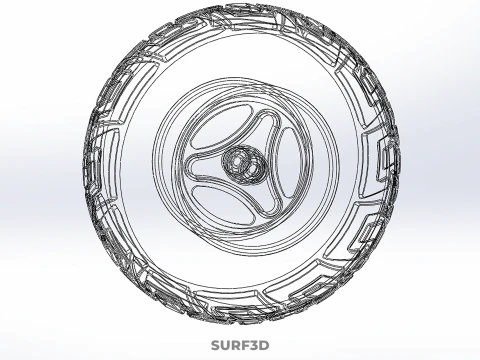 TRIPLE 3 SPOKE RIM REPLACEMENT PNEUMATIC WHEEL BARROW TIRE TREAD 3D Model