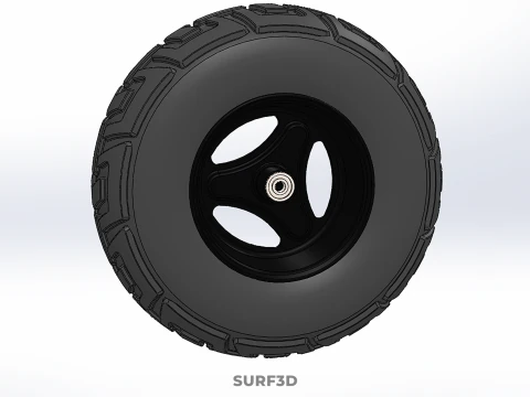 TRIPLE 3 SPOKE RIM REPLACEMENT PNEUMATIC WHEEL BARROW TIRE TREAD 3D Model