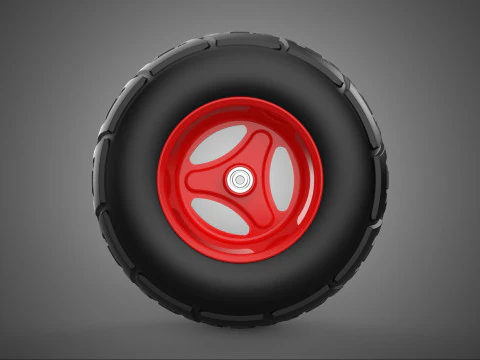 PNEU DE PISO DE 3 RODAS VERMELHO TRI TRÊS RAIOS ARO HUB CARRINHO PNEU DE CARRO Modelo 3D