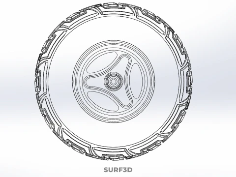 RED TRI THREE SPOKE 3 WHEEL TREAD TIRE RIM HUB CART BARROW TYRE 3D Model