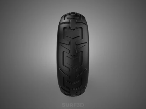 METALLIC RED THREE SPOKE TREAD TIRE RIM CART WHEELBARROW RUBBER 3D Model