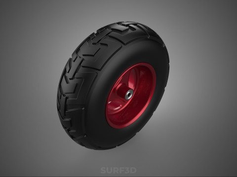 METALİK KIRMIZI &Uuml;&Ccedil; KOLLU LASTİK JANT ARABASI EL ARABASI KAU&Ccedil;UK 3D Model