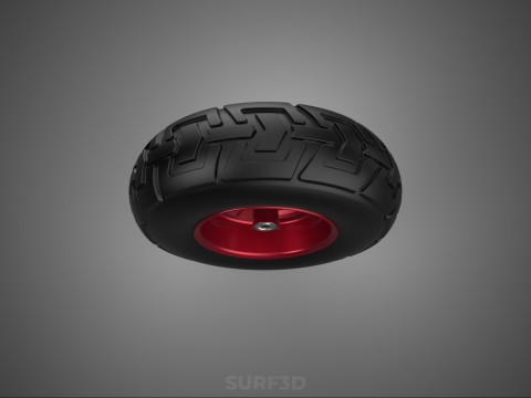 METALİK KIRMIZI &Uuml;&Ccedil; KOLLU LASTİK JANT ARABASI EL ARABASI KAU&Ccedil;UK 3D Model