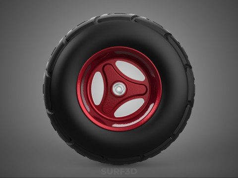 METALİK KIRMIZI &Uuml;&Ccedil; KOLLU LASTİK JANT ARABASI EL ARABASI KAU&Ccedil;UK 3D Model