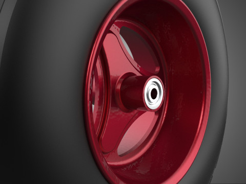 METALİK KIRMIZI &Uuml;&Ccedil; KOLLU LASTİK JANT ARABASI EL ARABASI KAU&Ccedil;UK 3D Model