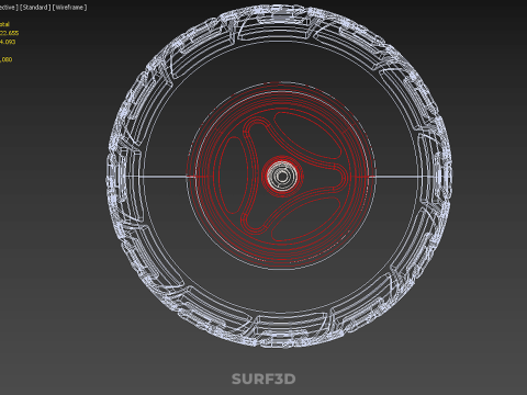 METALİK KIRMIZI &Uuml;&Ccedil; KOLLU LASTİK JANT ARABASI EL ARABASI KAU&Ccedil;UK 3D Model