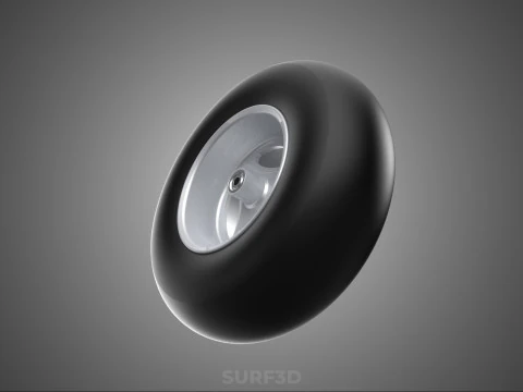 SLICK SILVER THREE SPOKE TREAD TIRE RIM CART WHEEL BARROW RUBBER 3D Model