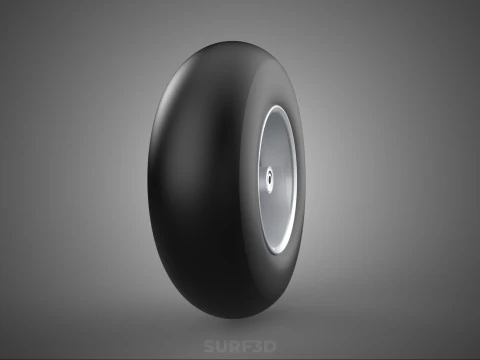 SLICK SILVER THREE SPOKE TREAD TIRE RIM CART WHEEL BARROW RUBBER 3D Model