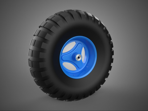 BAN HUB BEARING KERANJANG BAN TREAD PNEUMATIK RODA KARET RIM BIRU Model 3D