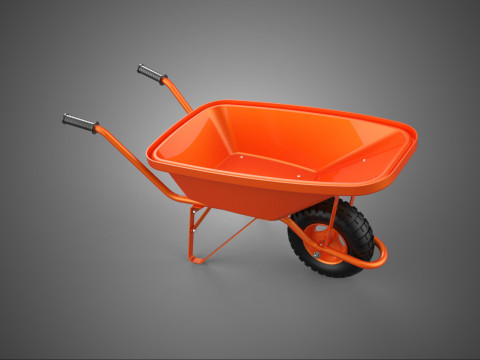 ORANGE CONSTRUCTION BROUETTE CHARIOT CHARIOT DOLLY CHANTIER DE CONSTRUCTION Modèle 3D