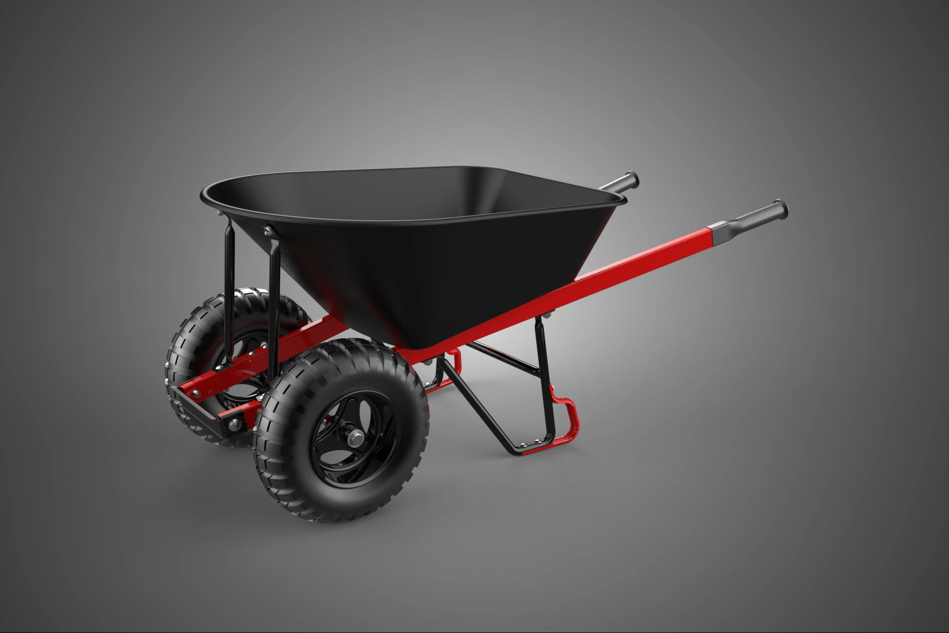 RED BLACK TWO TIRE WHEELED WHEELBARROW TROLLEY CART WHEEL BARROW 3D Model .c4d .max .obj .3ds .fbx .stl .blend 