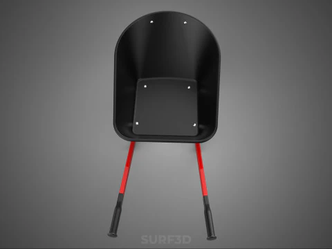 RED BLACK TWO TIRE WHEELED WHEELBARROW TROLLEY CART WHEEL BARROW 3D Model