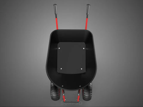 RED BLACK TWO TIRE WHEELED WHEELBARROW TROLLEY CART WHEEL BARROW 3D Model