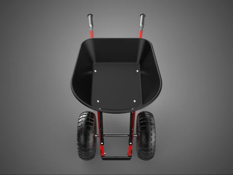 RED BLACK TWO TIRE WHEELED WHEELBARROW TROLLEY CART WHEEL BARROW 3D Model