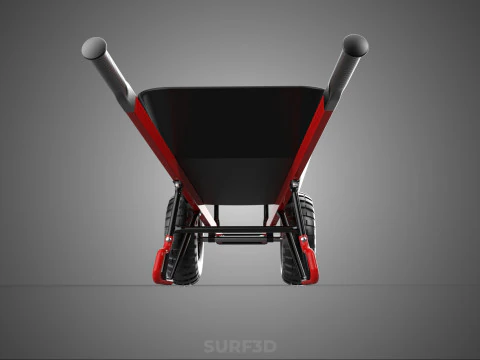 RED BLACK TWO TIRE WHEELED WHEELBARROW TROLLEY CART WHEEL BARROW 3D Model
