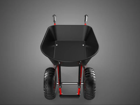 RED BLACK TWO TIRE WHEELED WHEELBARROW TROLLEY CART WHEEL BARROW 3D Model