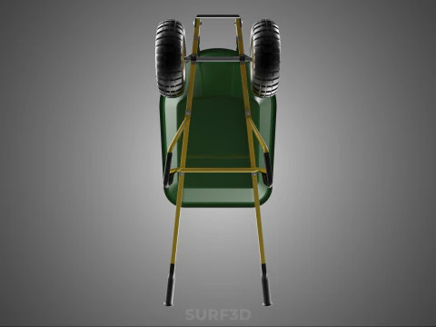GREEN YELLOW WHEELBARROW CONTRACTOR LANDSCAPER GRADE GARDEN CART 3D Model